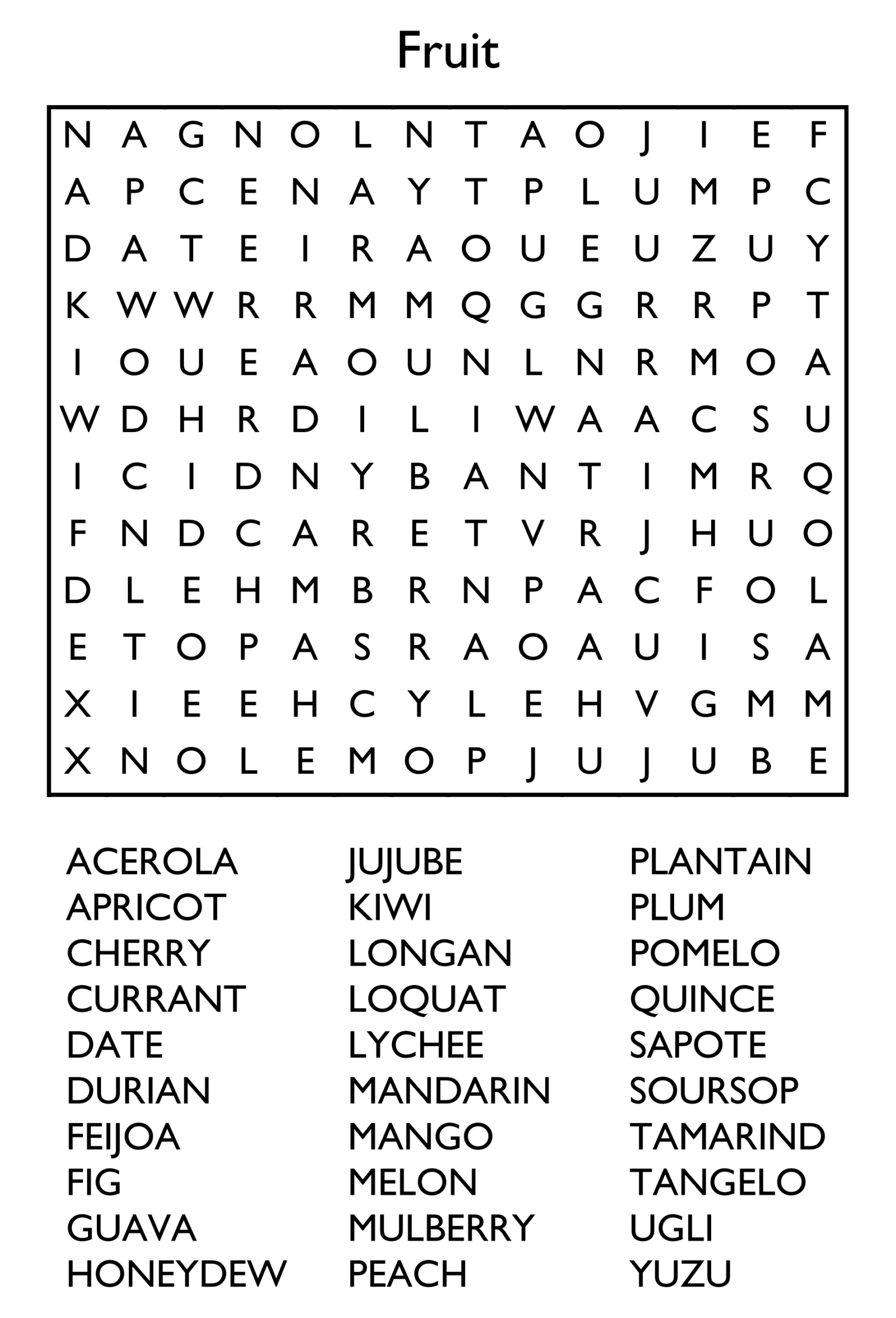 Free Printable Easy Word Searches Free Printable Easy Word Searches