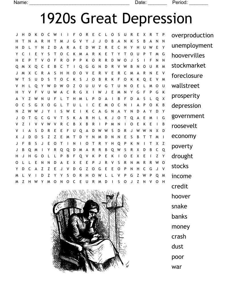 1920s Great Depression Word Search WordMint 1920s Great Depression Word Search WordMint