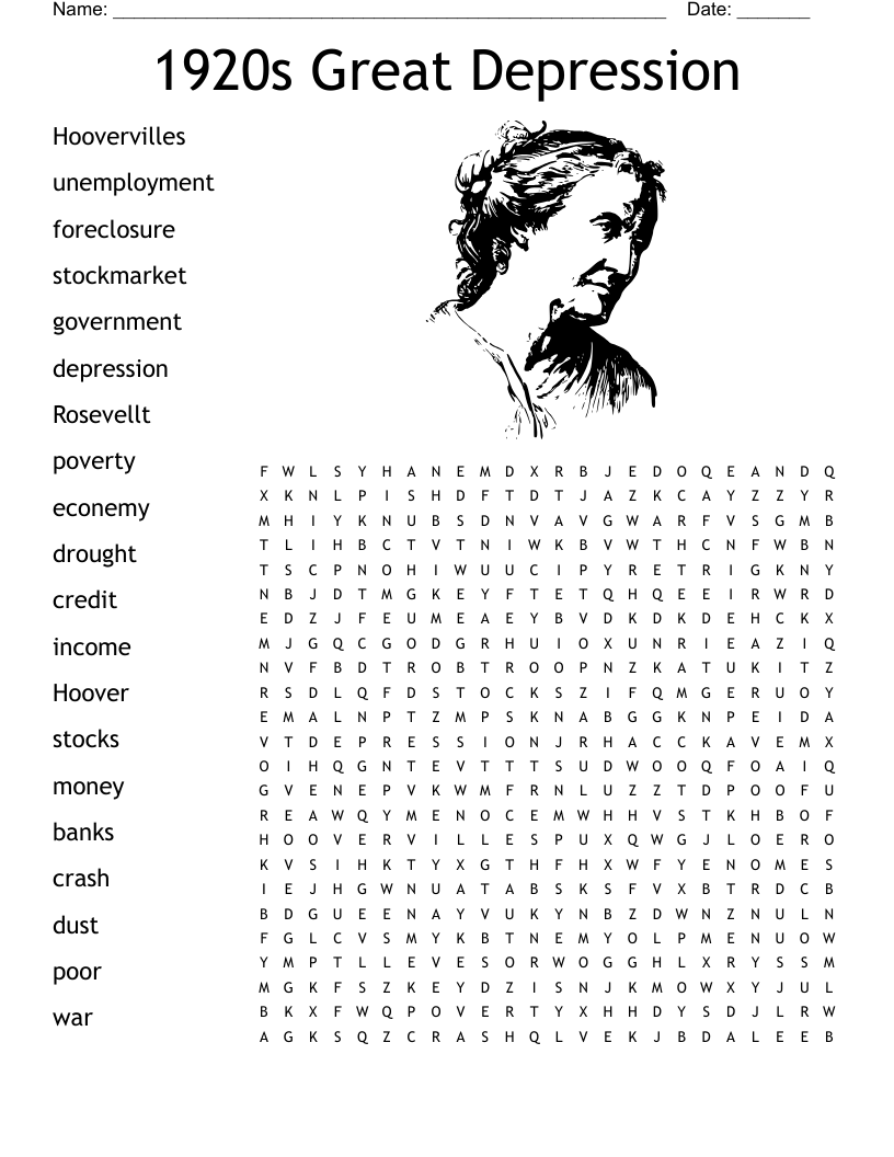 1920s Great Depression Word Search WordMint 1920s Great Depression Word Search WordMint