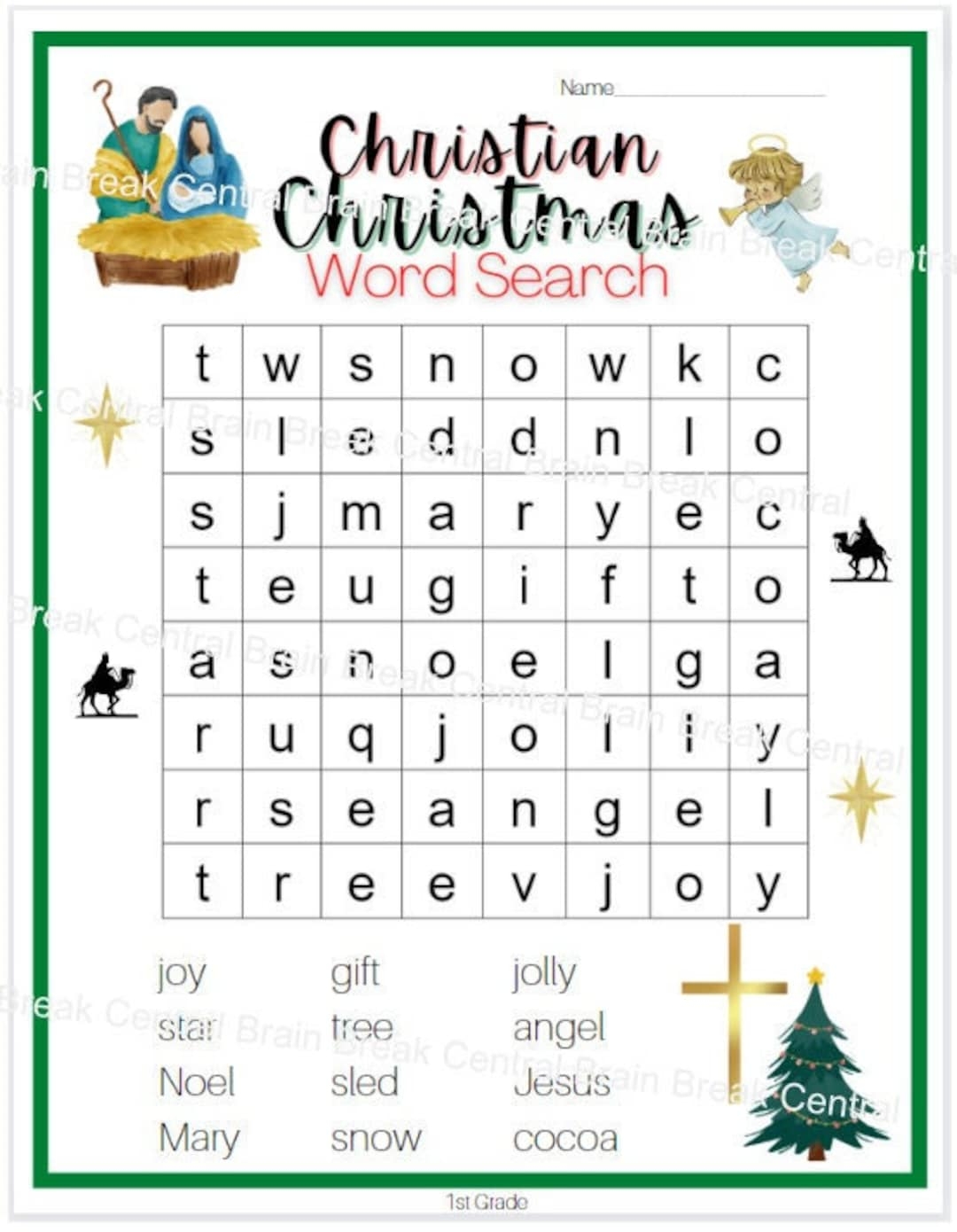 1st Grade Christian Christmas Word Search With Answer Key Printable Etsy 1st Grade Christian Christmas Word Search With Answer Key Printable Etsy