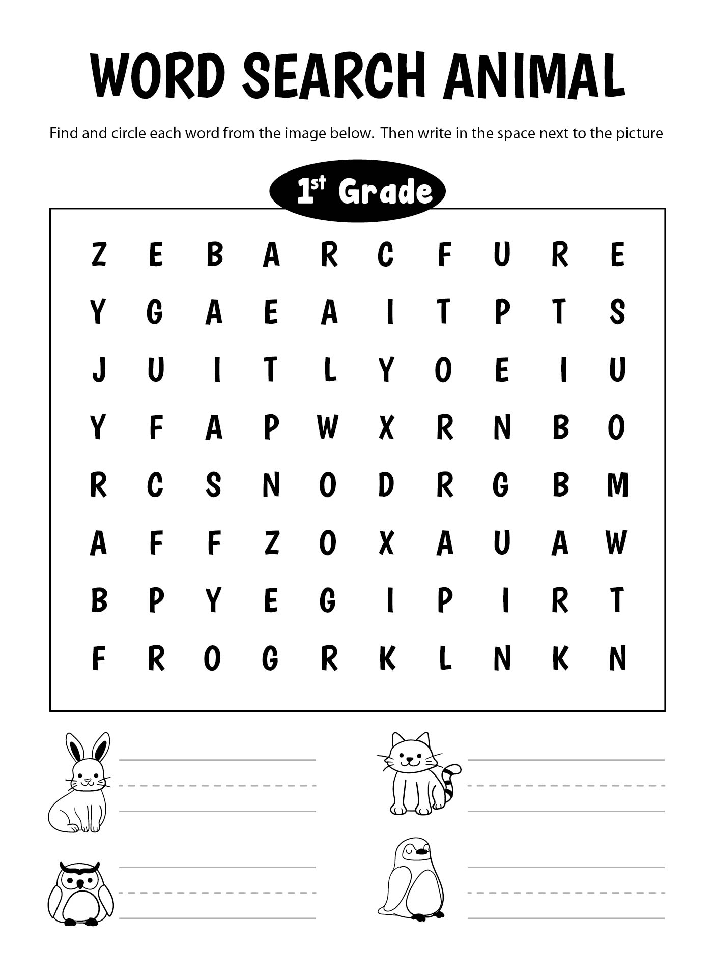 Word Search 1st Grade Printable Word Search 1st Grade Printable