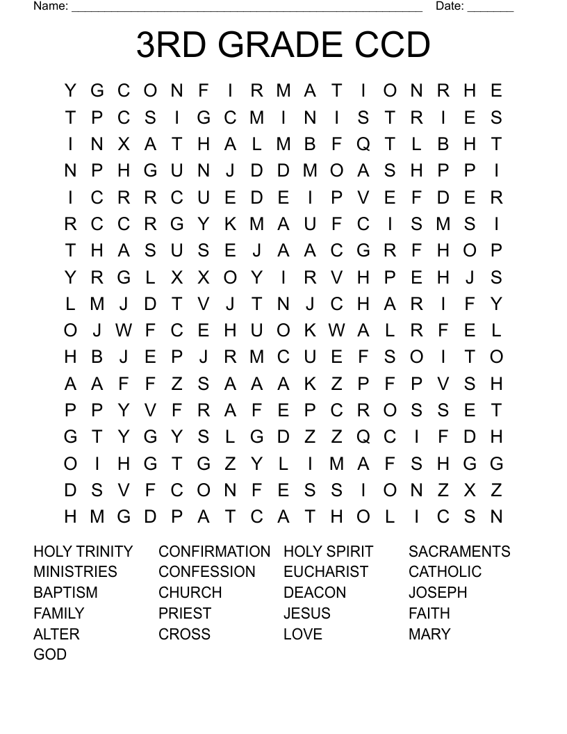 3RD GRADE CCD Word Search WordMint 3RD GRADE CCD Word Search WordMint