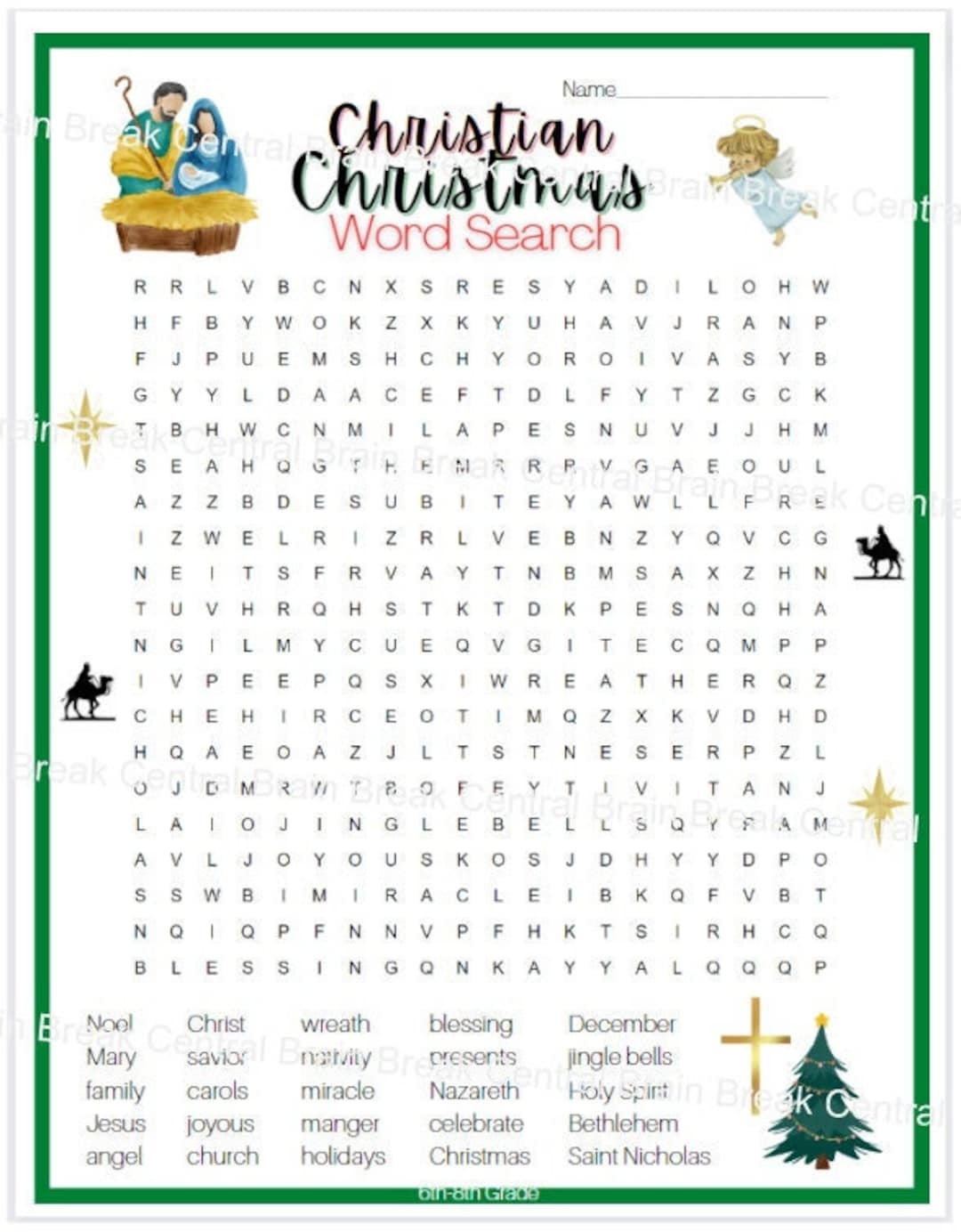 6th 8th Grade Christian Christmas Word Search With Answer Key Printable Etsy 6th 8th Grade Christian Christmas Word Search With Answer Key Printable Etsy