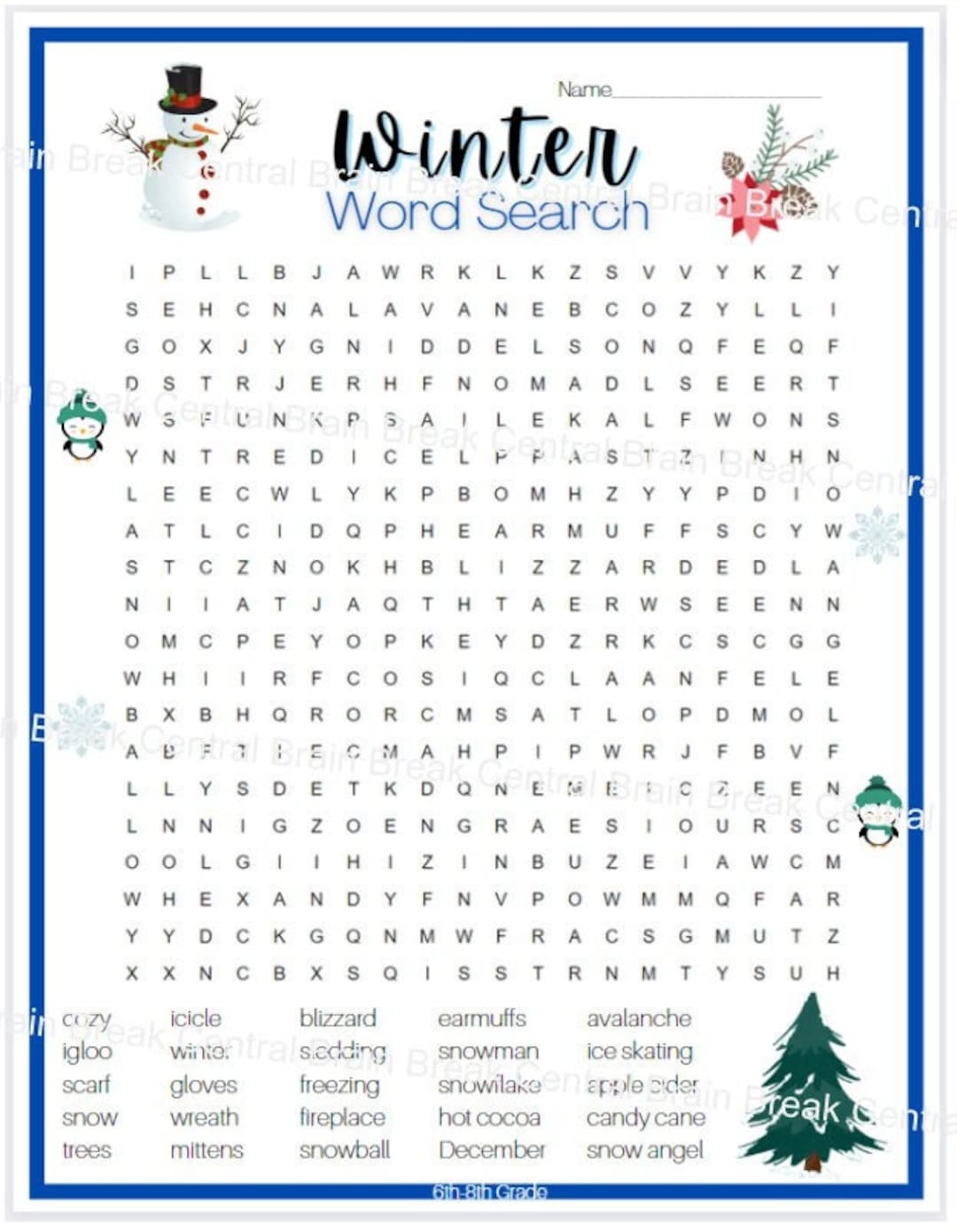 Word Search For 6th Grade Printable