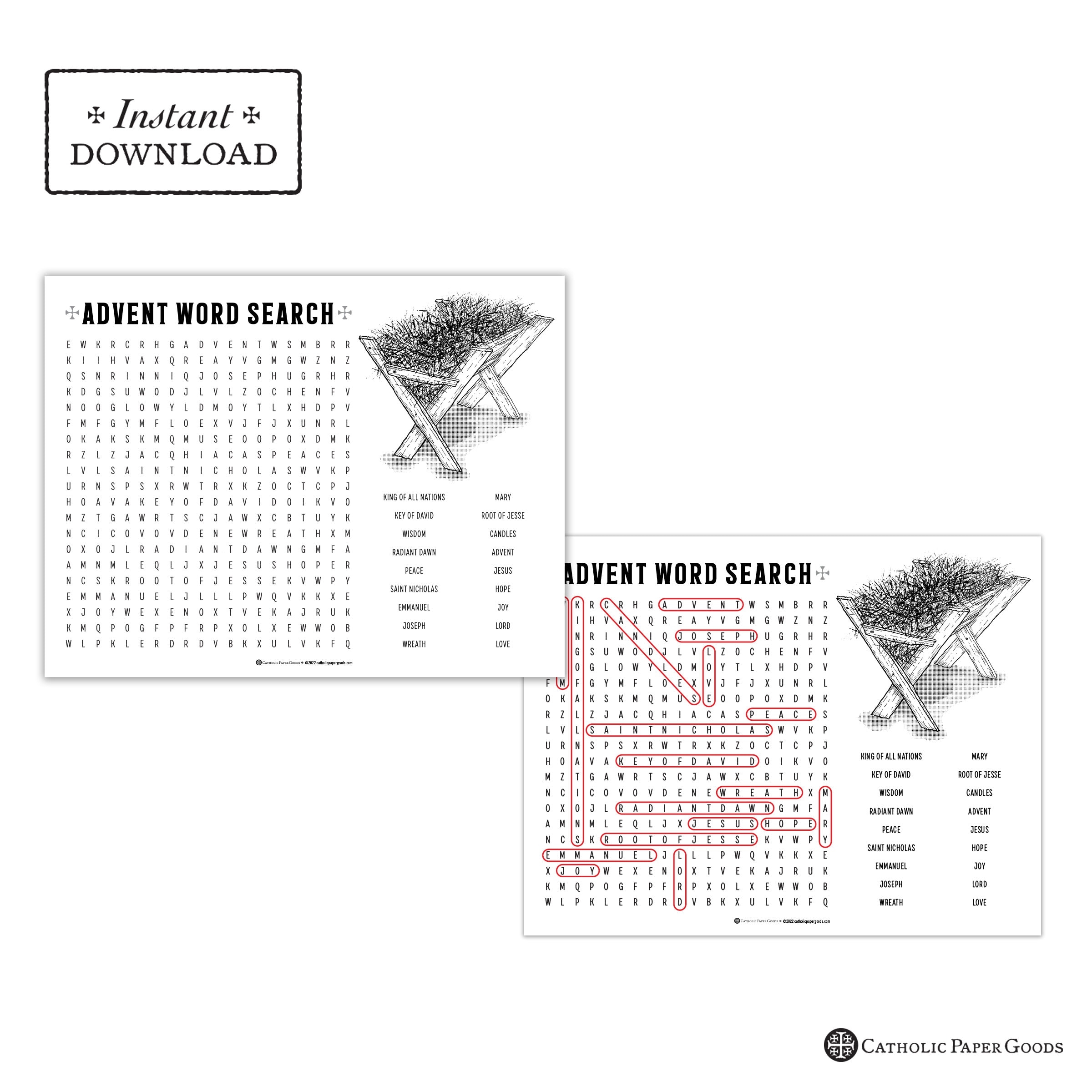 Printable Advent Word Search Printable Advent Word Search