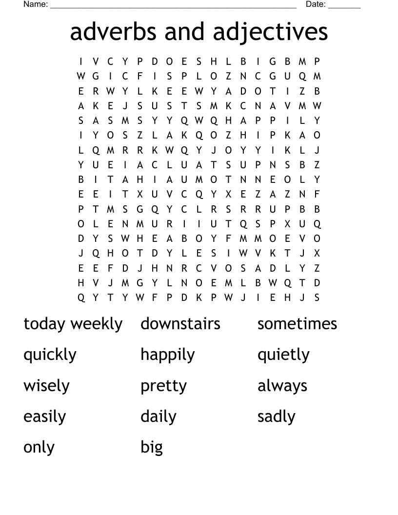 Adverbs And Adjectives Word Search WordMint
