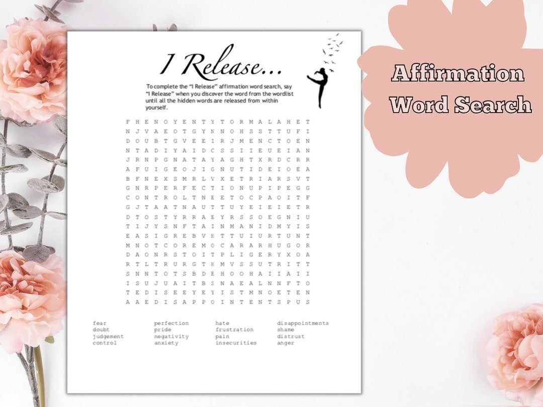 Positive Affirmation Word Search Printable Positive Affirmation Word Search Printable