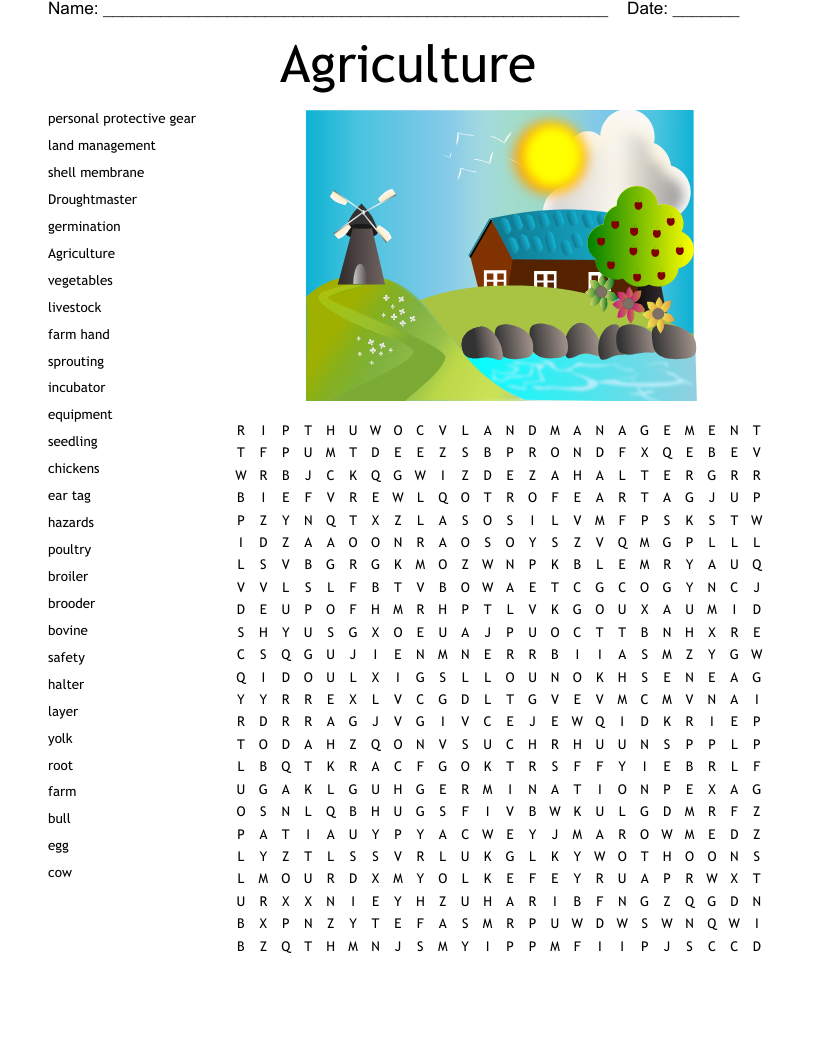 Agriculture Word Search WordMint Agriculture Word Search WordMint
