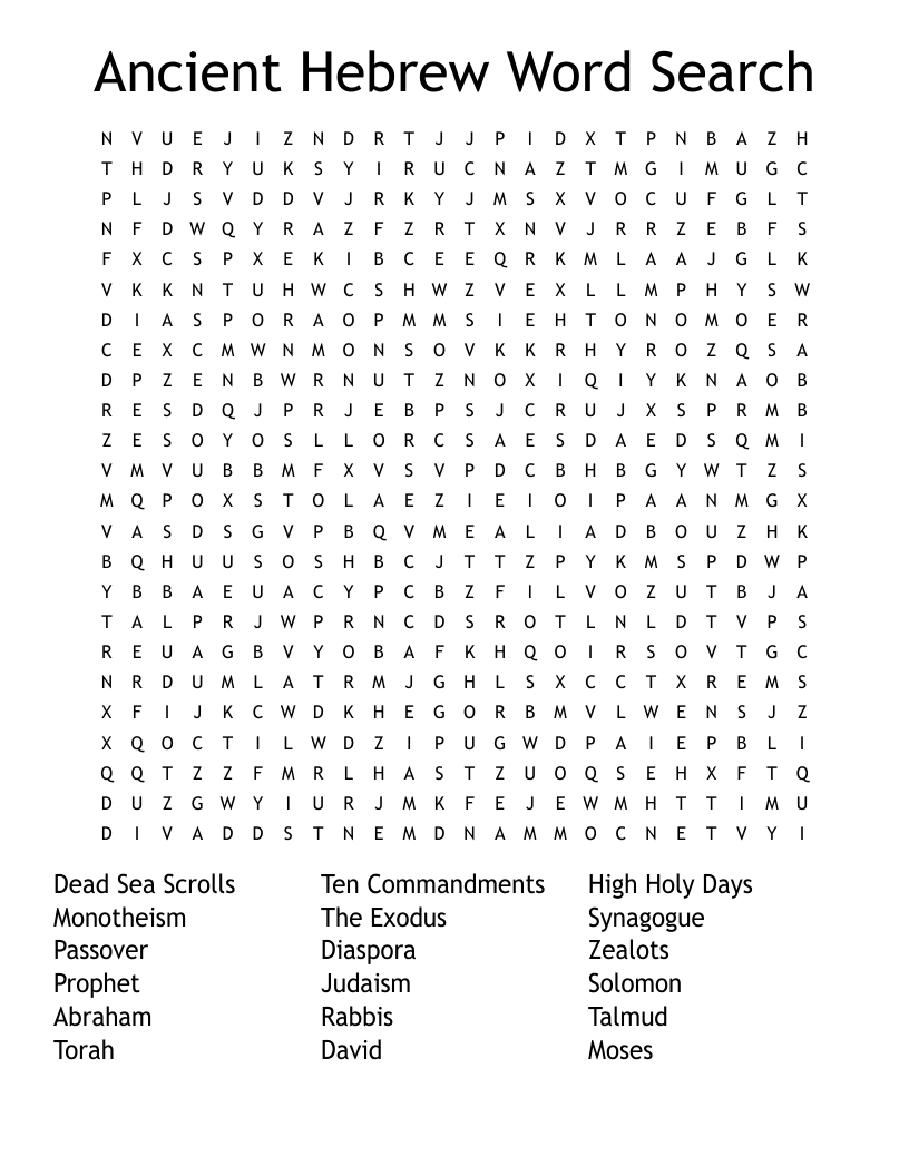 Ancient Hebrew Word Search WordMint Ancient Hebrew Word Search WordMint