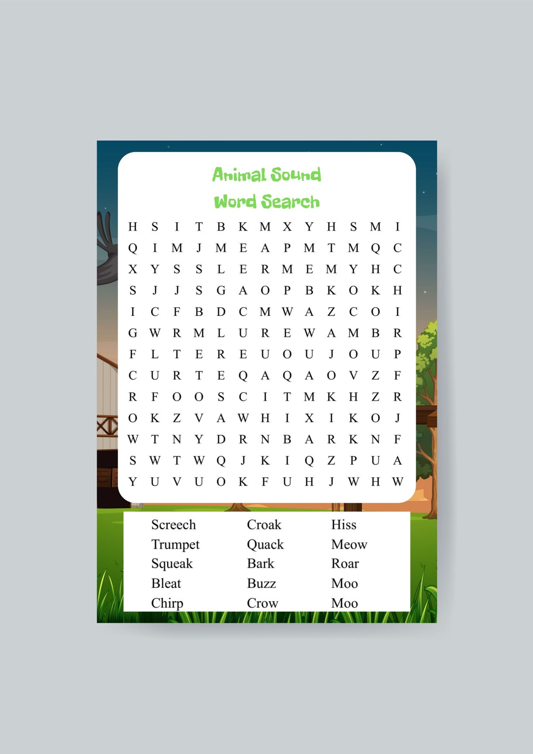 Sound Word Search Printable