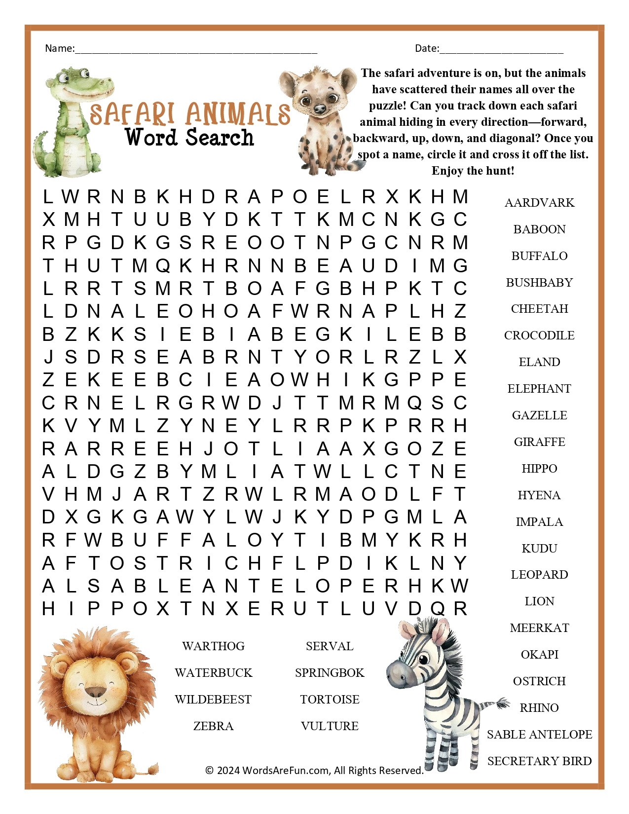 Animal Word Search Puzzles Animal Word Search Puzzles