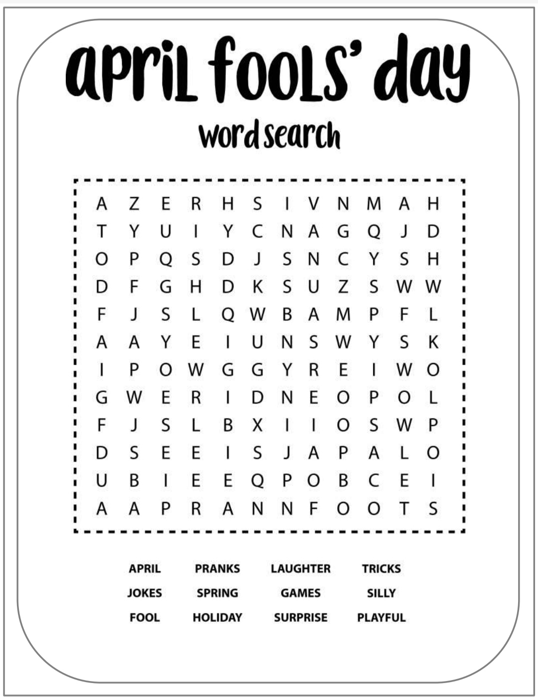 April Fools Day Word Search Puzzles Prank Games And Unsolvable 