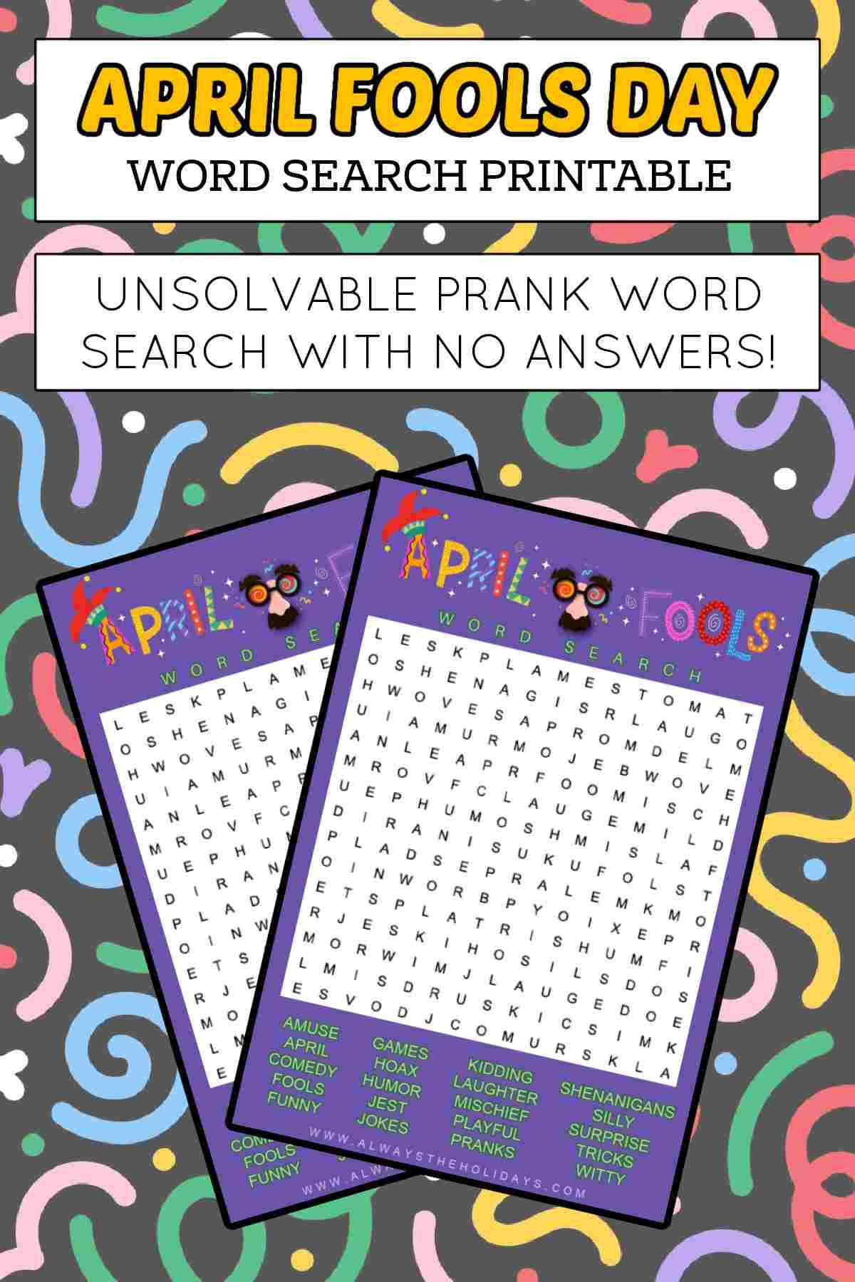 Unsolvable Word Search Printable