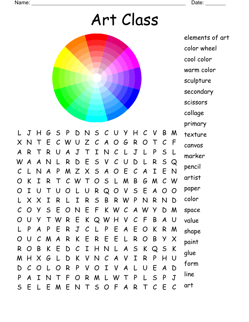 Art Class Word Search WordMint Art Class Word Search WordMint