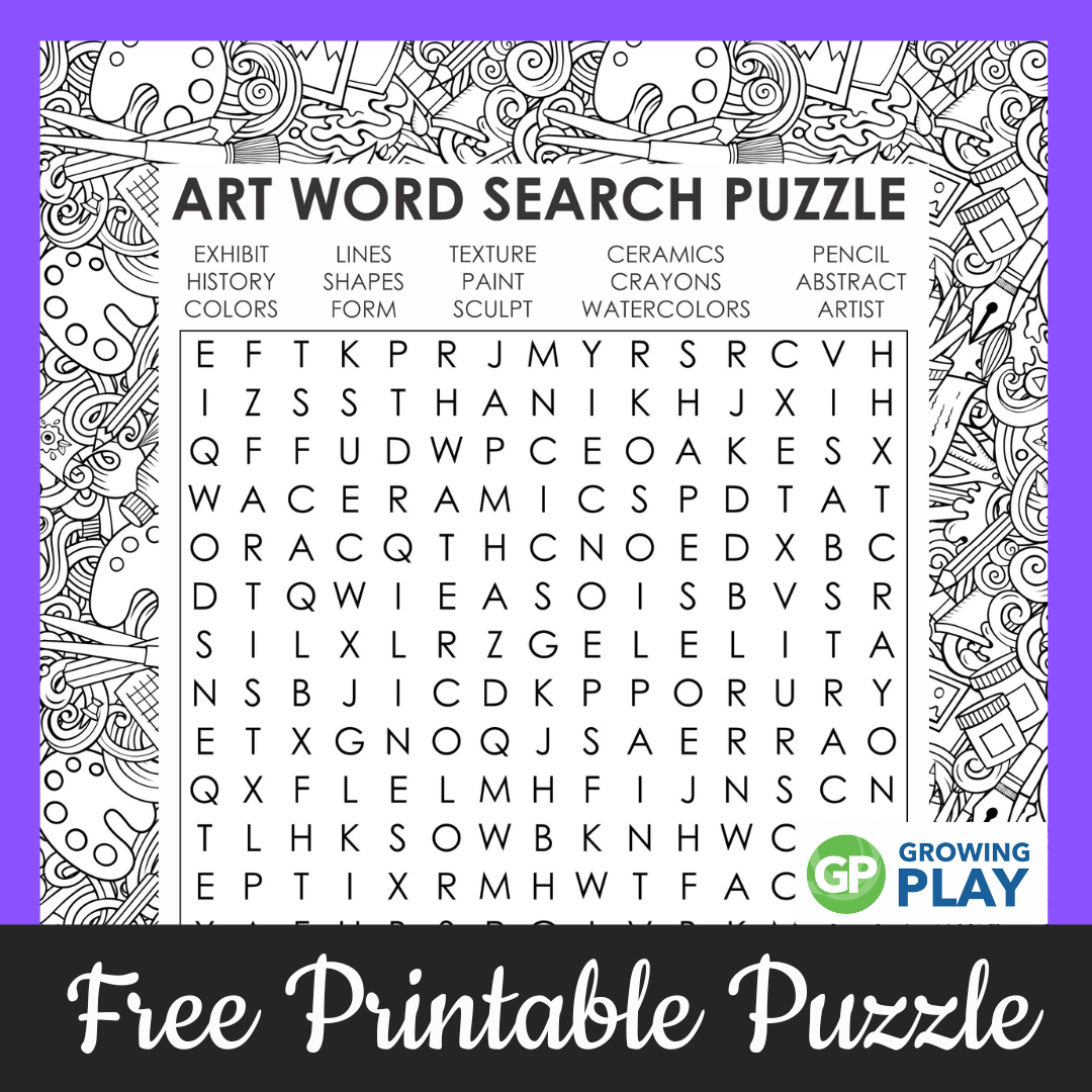 Art Word Search Printable Puzzle FREE Growing Play Worksheets Library Art Word Search Printable Puzzle FREE Growing Play Worksheets Library