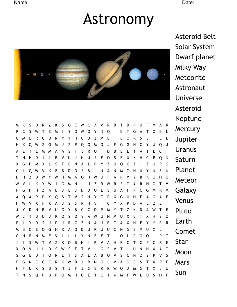Astronomy Word Search WordMint Astronomy Word Search WordMint