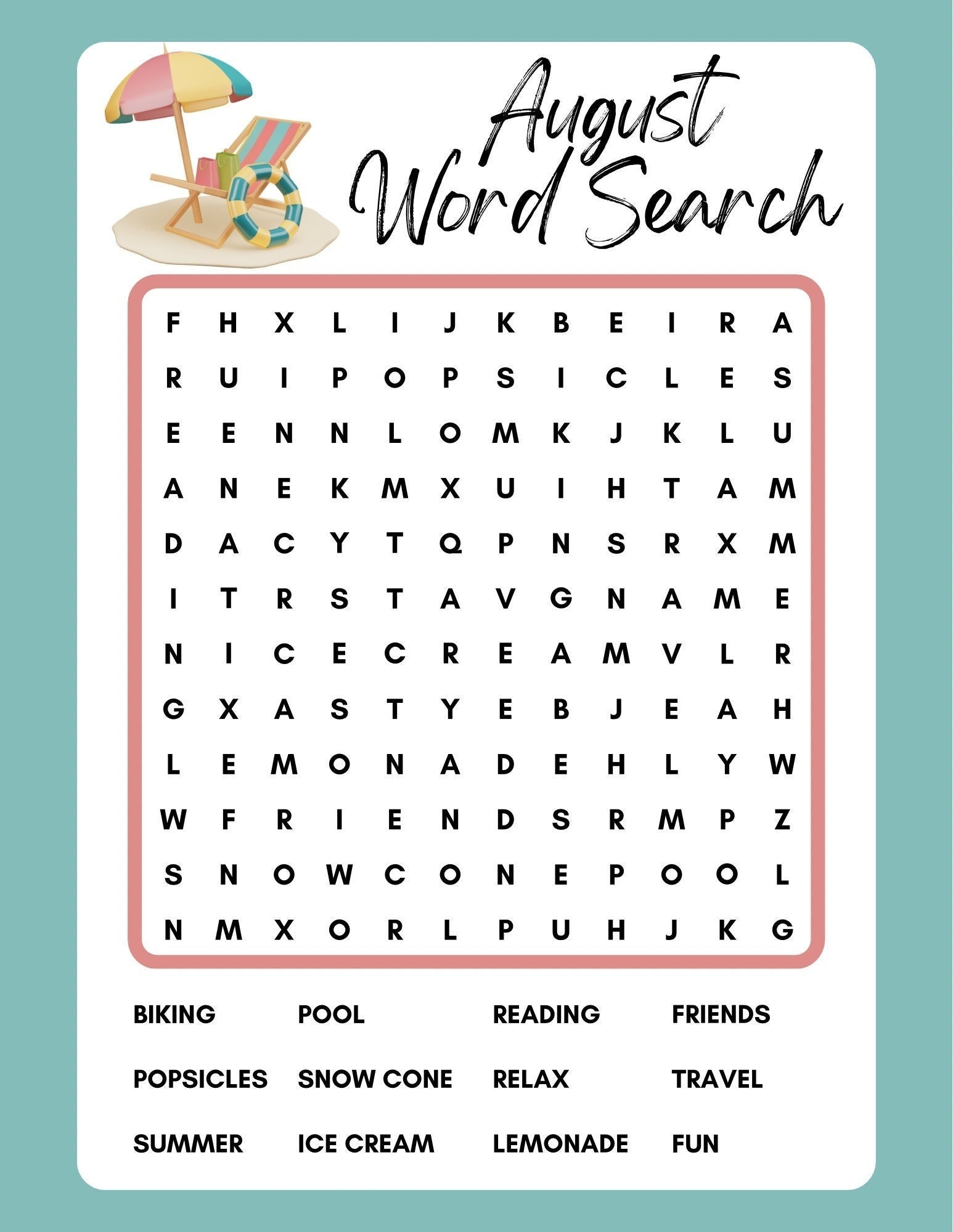 August Word Search Printable Instant Download PDF Etsy August Word Search Printable Instant Download PDF Etsy