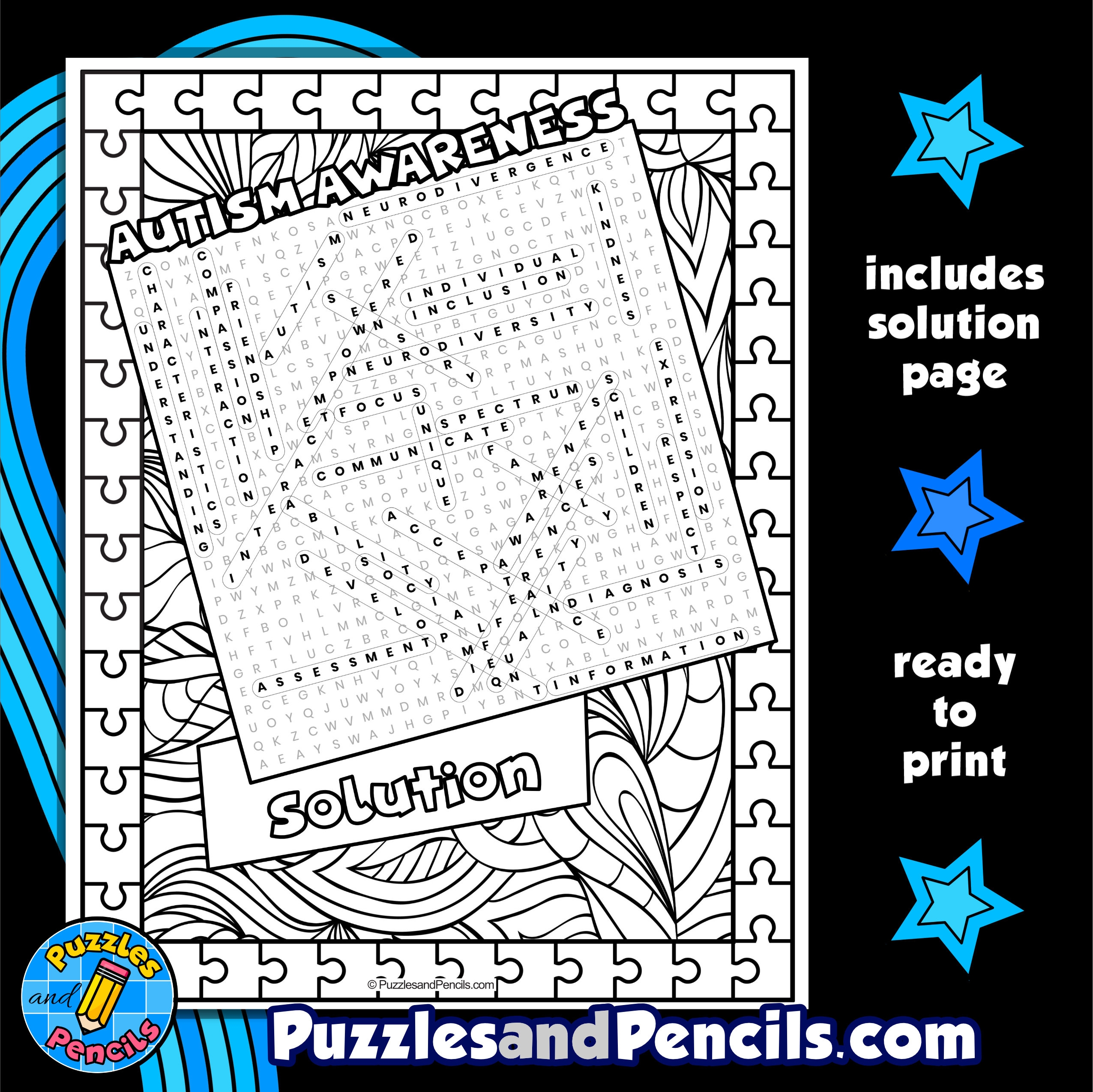 Printable Autism Awareness Word Search Printable Autism Awareness Word Search