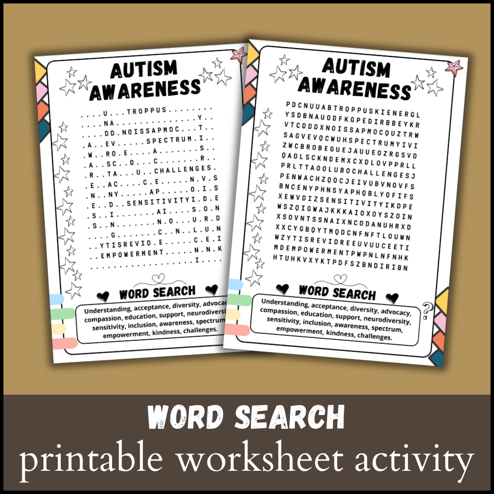 Autism Awareness Word Search Puzzle Worksheet Activity Autism Awareness Word Search Puzzle Worksheet Activity