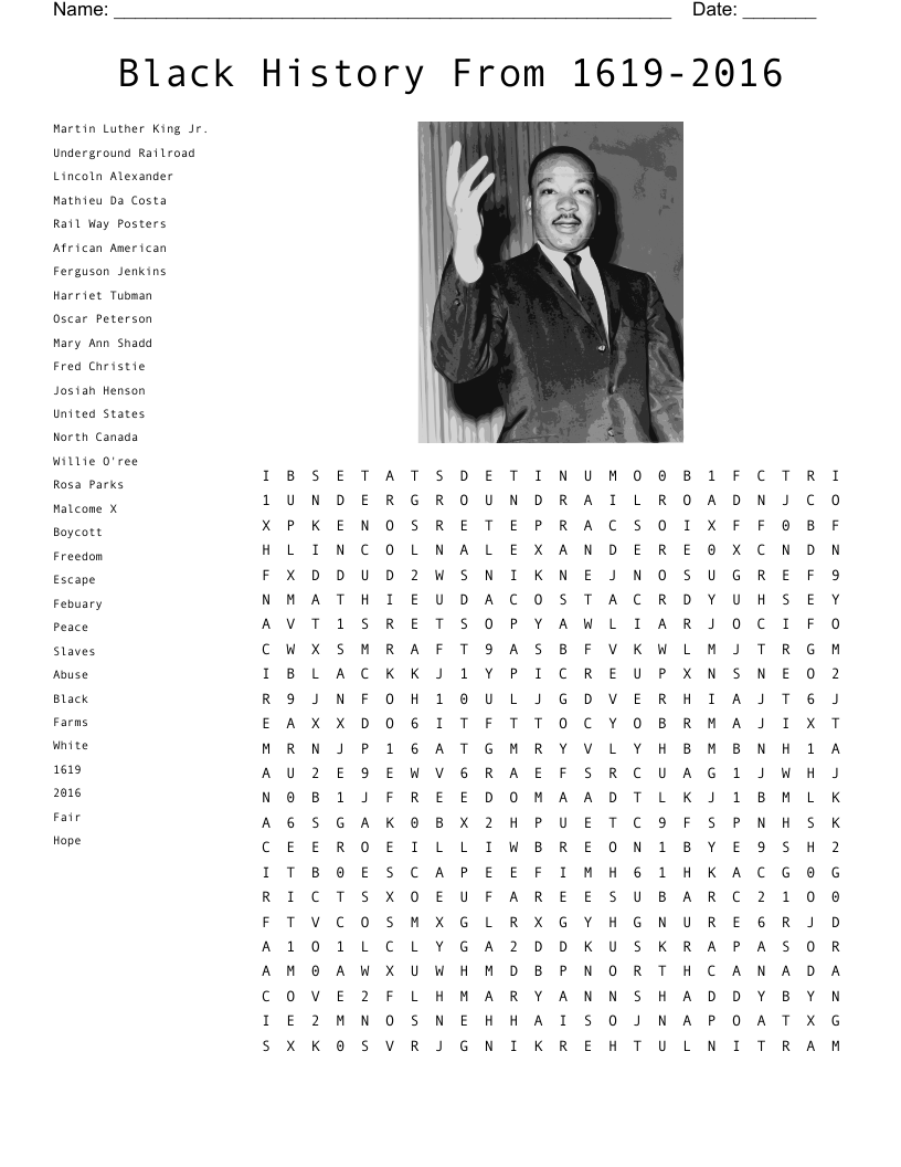 Black History Month Word Search WordMint Black History Month Word Search WordMint