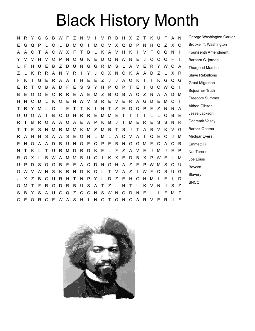 Black History Month Word Search WordMint Black History Month Word Search WordMint