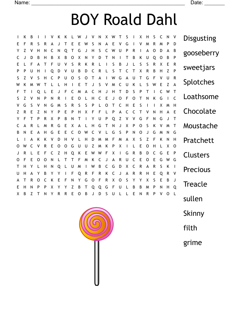 Roald Dahl Word Search Printable Roald Dahl Word Search Printable