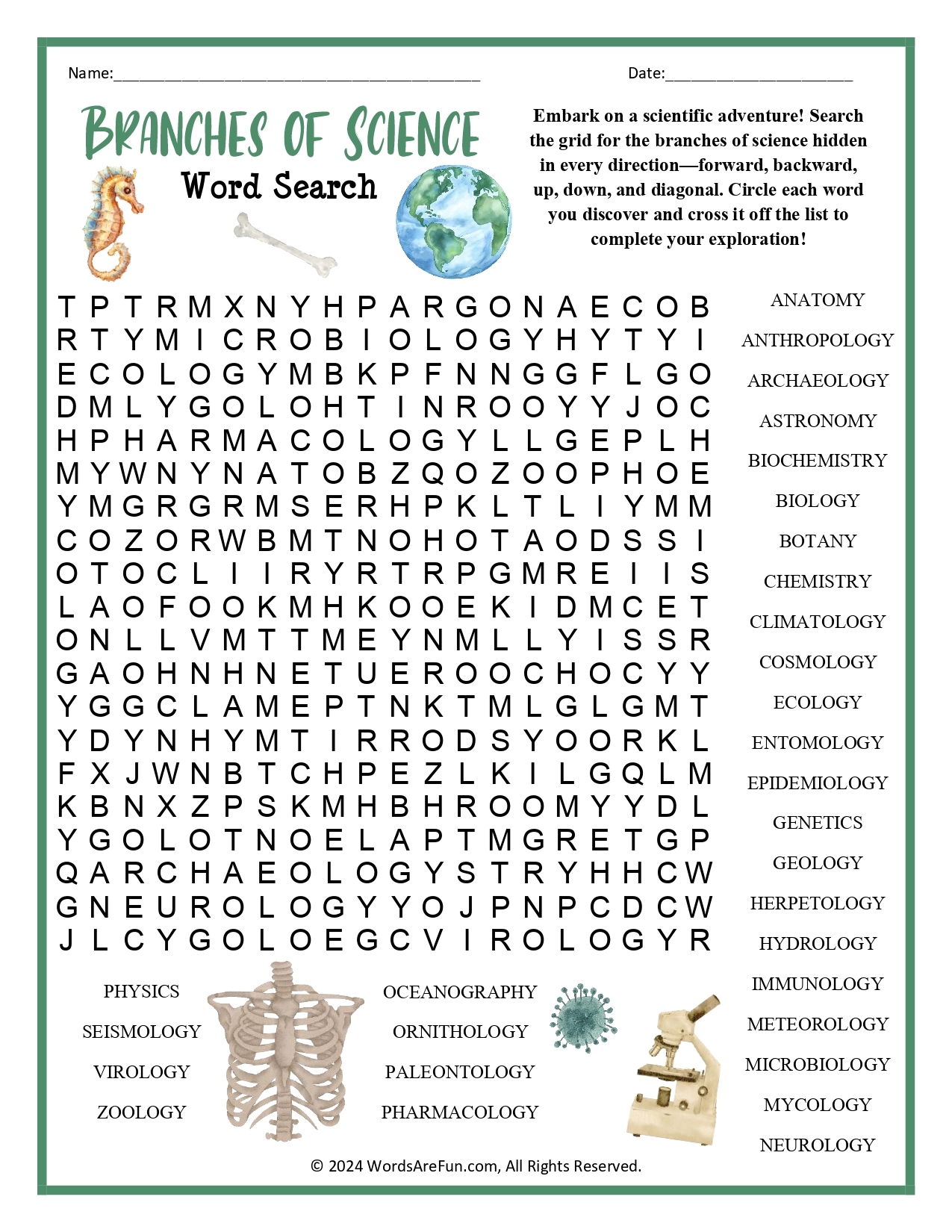 Physical Science Word Search Printable