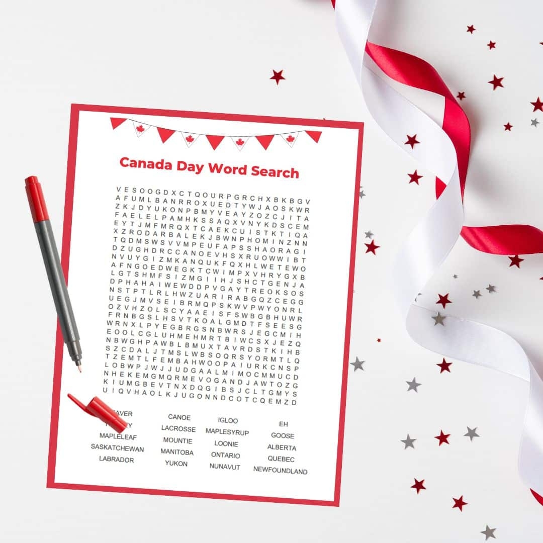 Free Printable Canada Day Word Search Free Printable Canada Day Word Search