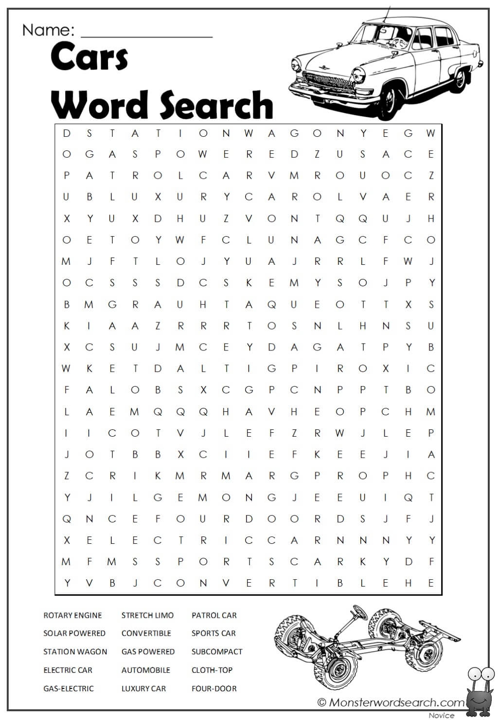 Cars Word Search Monster Word Search Cars Word Search Monster Word Search