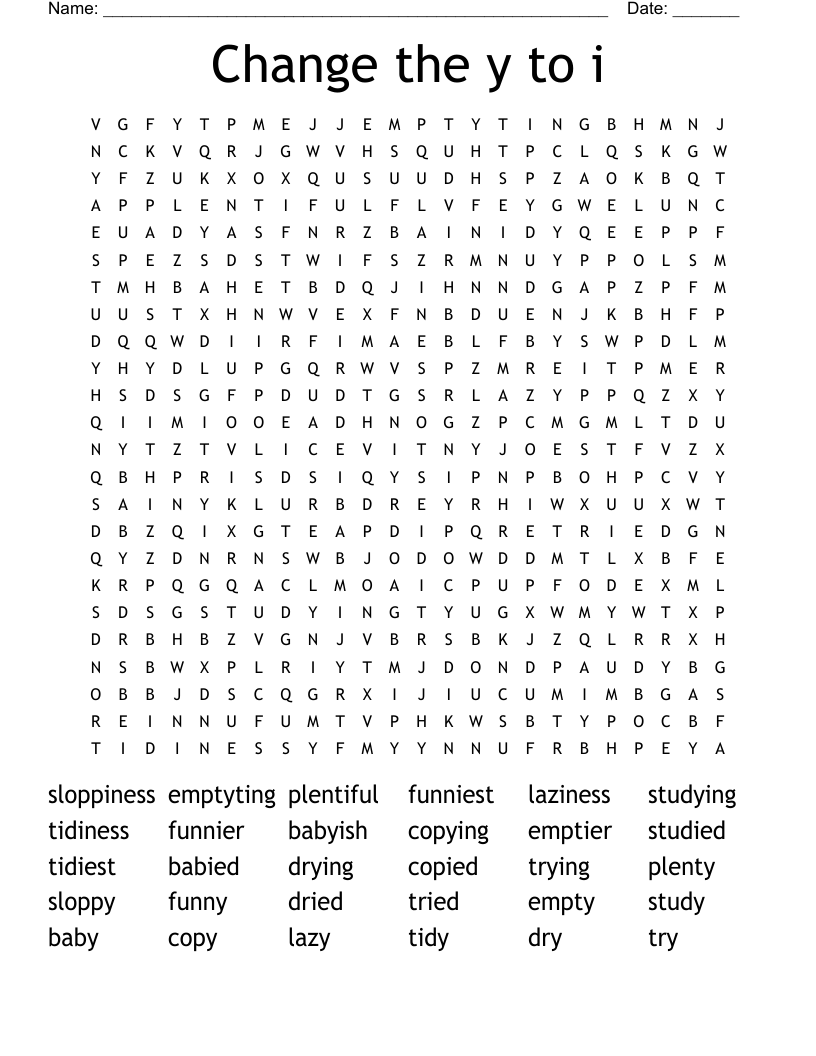 Parts Of Speech Word Search Printable
