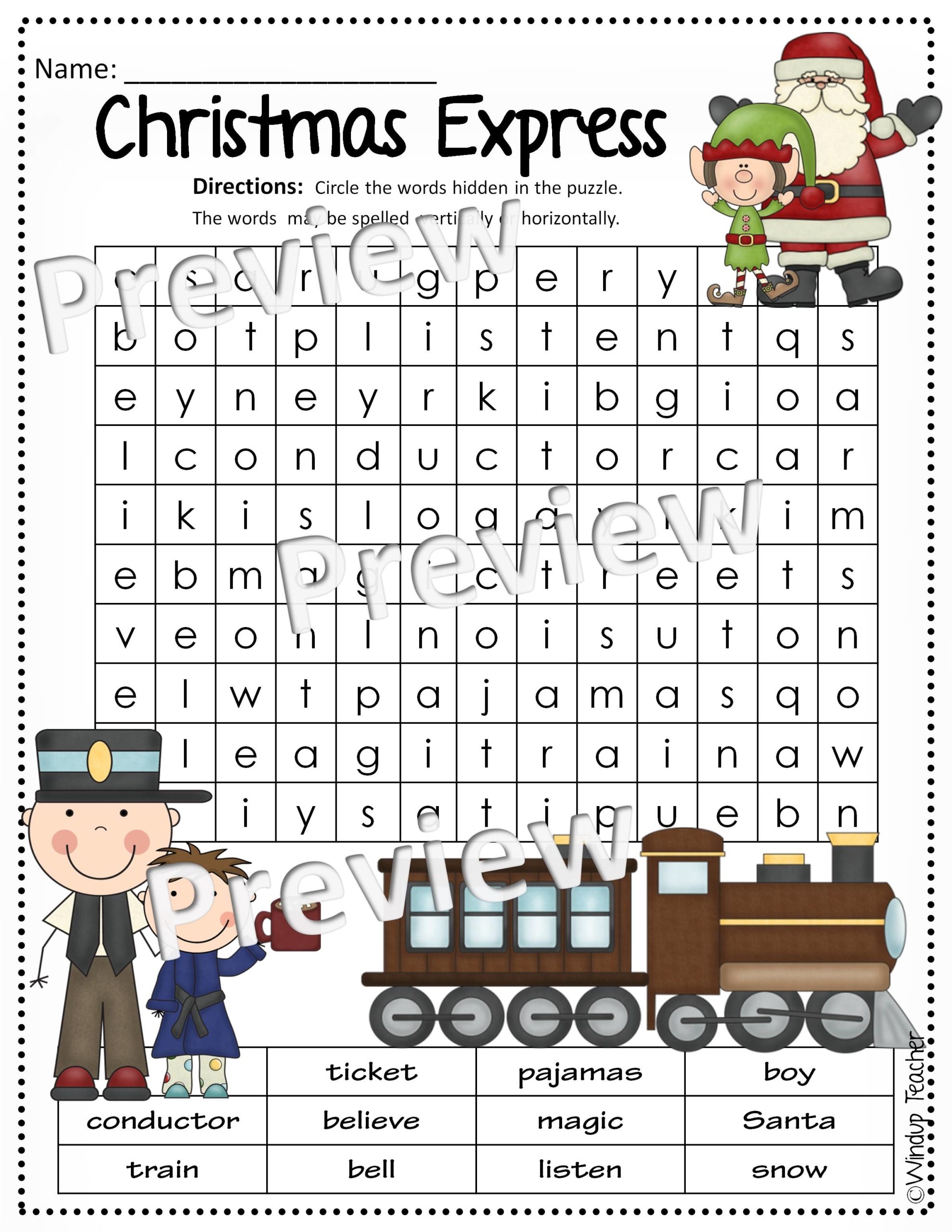 Christmas Express Word Search Easy Made By Teachers Christmas Express Word Search Easy Made By Teachers