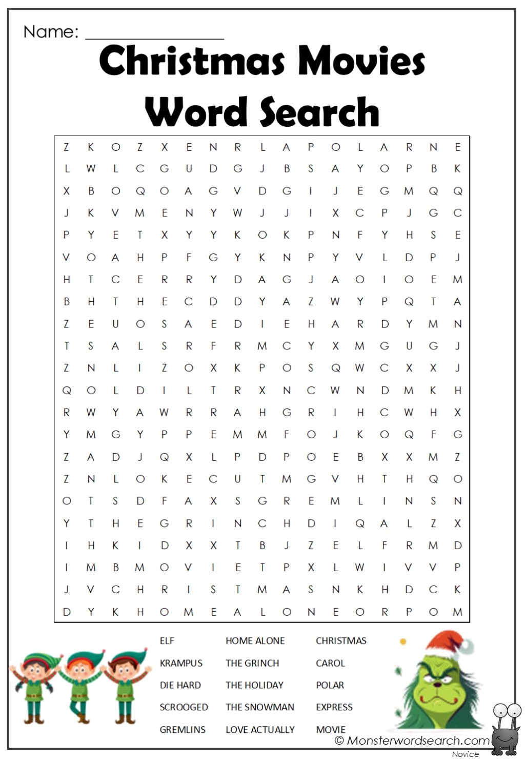 Movies Word Search Printable