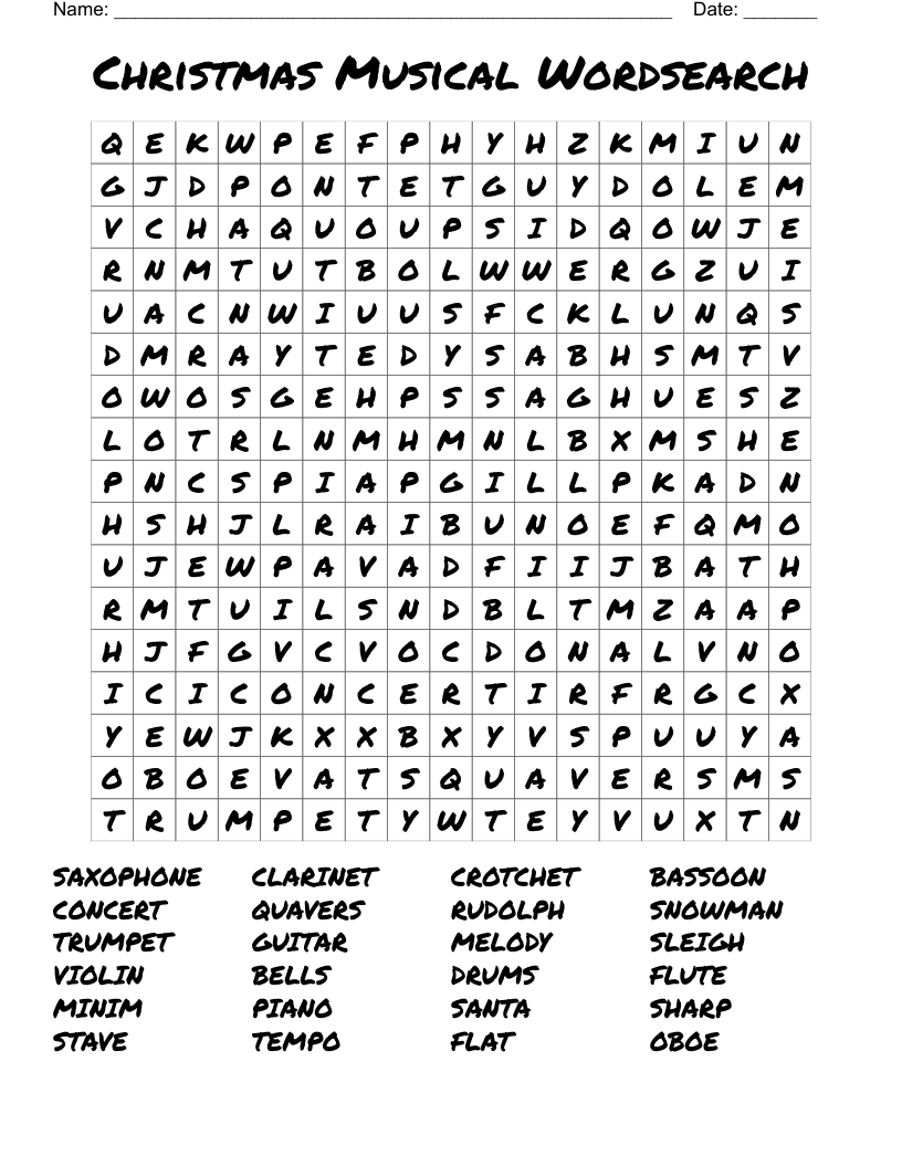 Christmas Musical Wordsearch WordMint