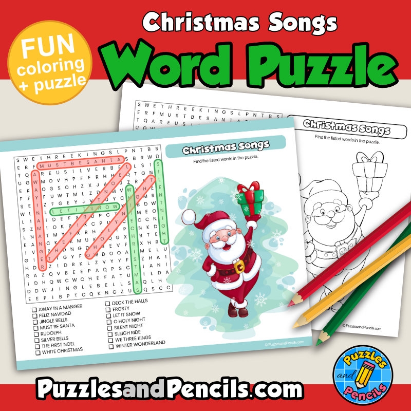 Christmas Songs Word Search Printable
