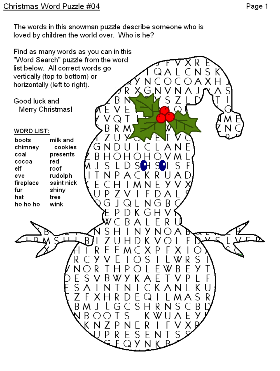Printable Word Search Puzzles Christmas