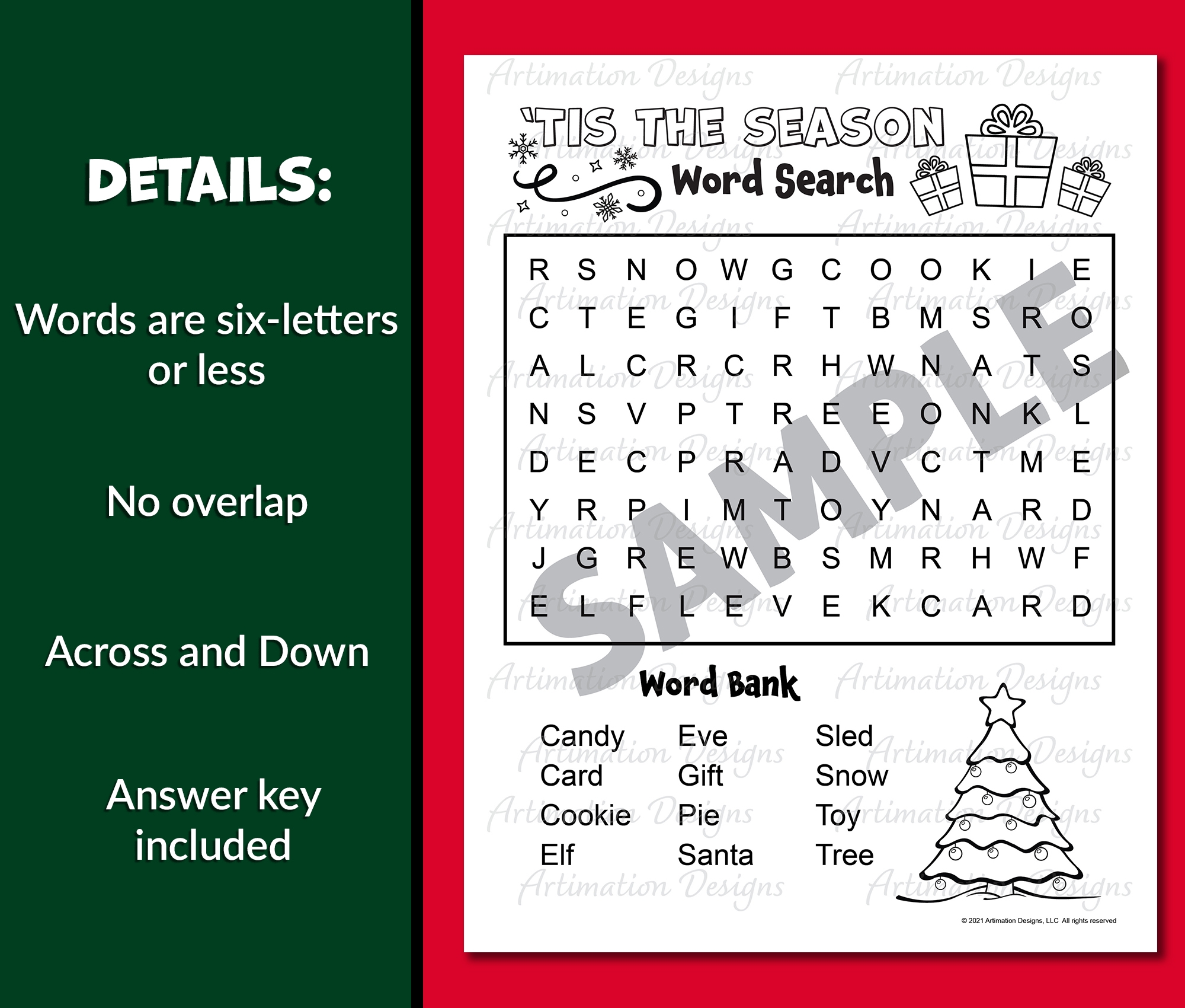 Christmas Easy Word Search Printable