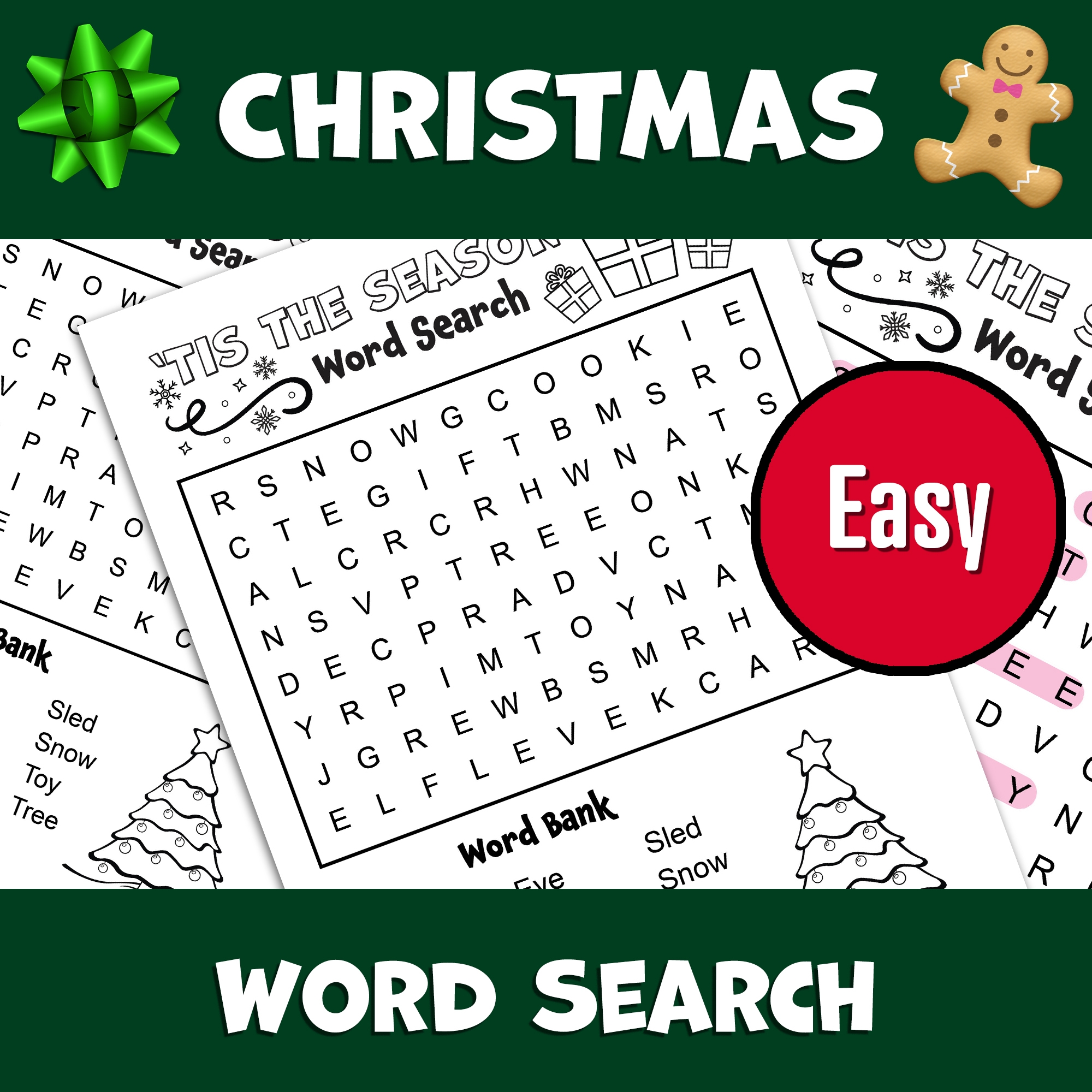 Christmas Word Search Easy Holiday Word Search Puzzle Made Christmas Word Search Easy Holiday Word Search Puzzle Made