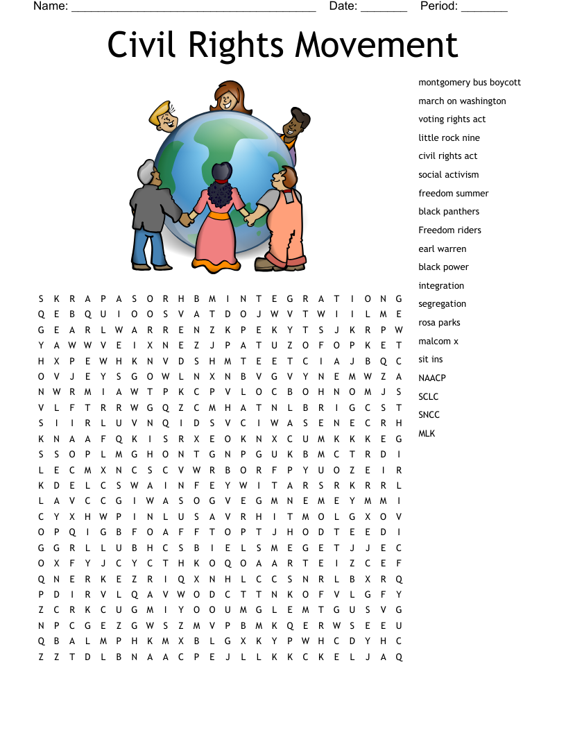 Civil Rights Word Search WordMint