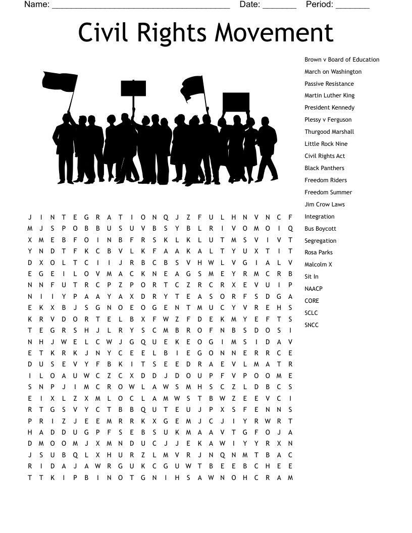 Civil Rights Word Search WordMint