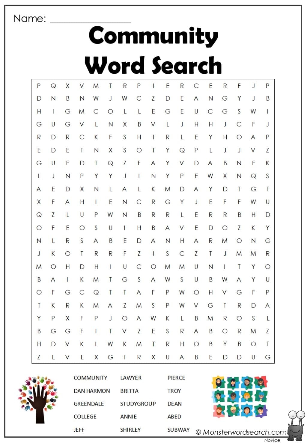 Community Word Search Monster Word Search