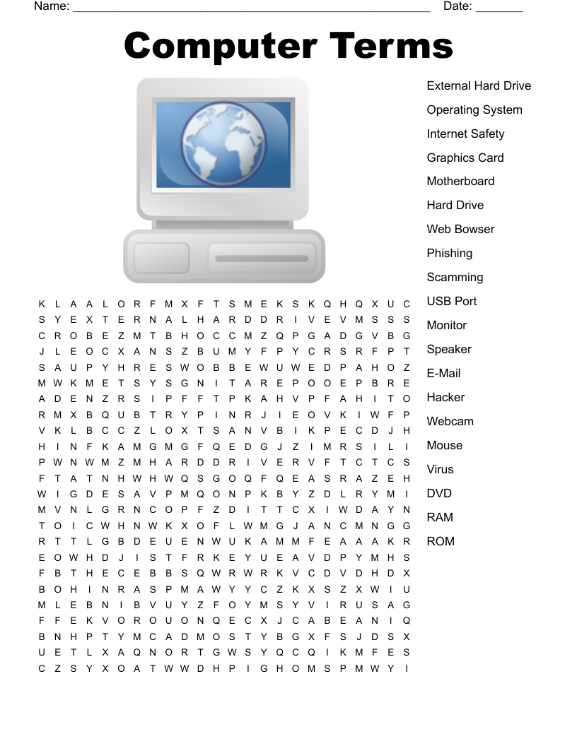 Computer Hardware Revision Word Search WordMint Computer Hardware Revision Word Search WordMint
