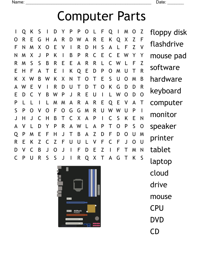Computer Parts Word Search WordMint Computer Parts Word Search WordMint