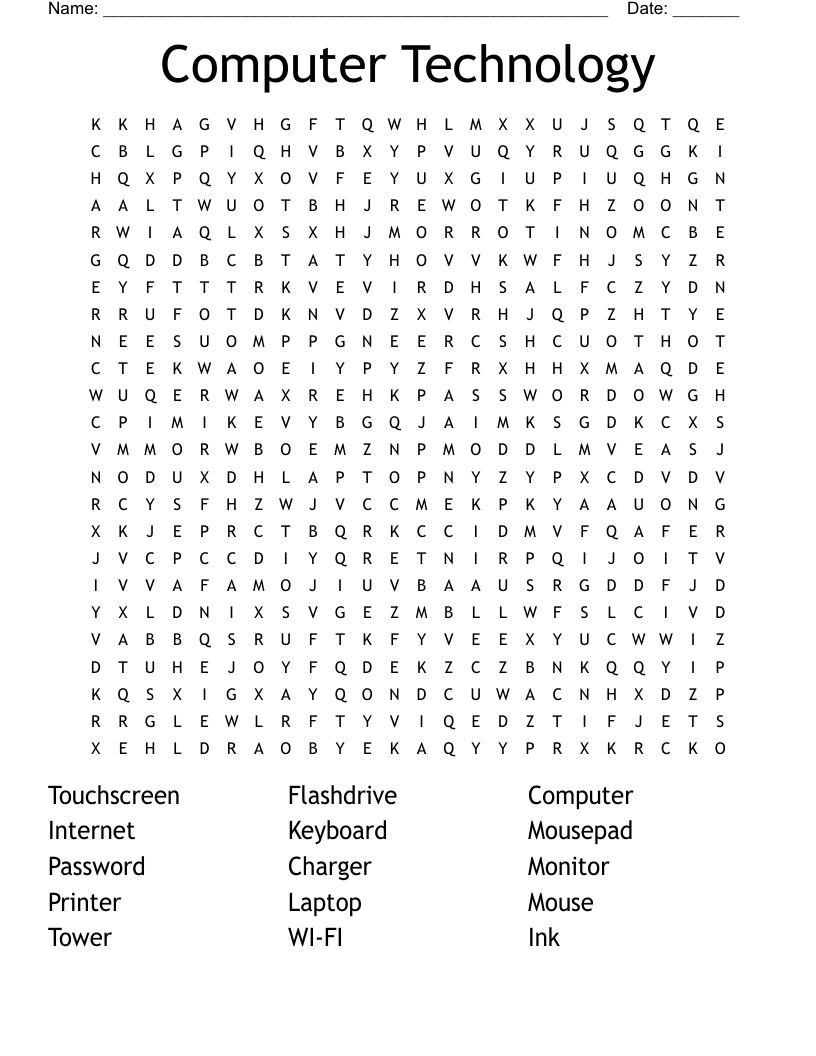 Computer Technology Word Search WordMint Computer Technology Word Search WordMint