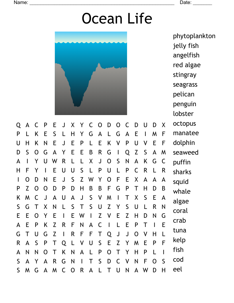 Coral Reef Word Search WordMint