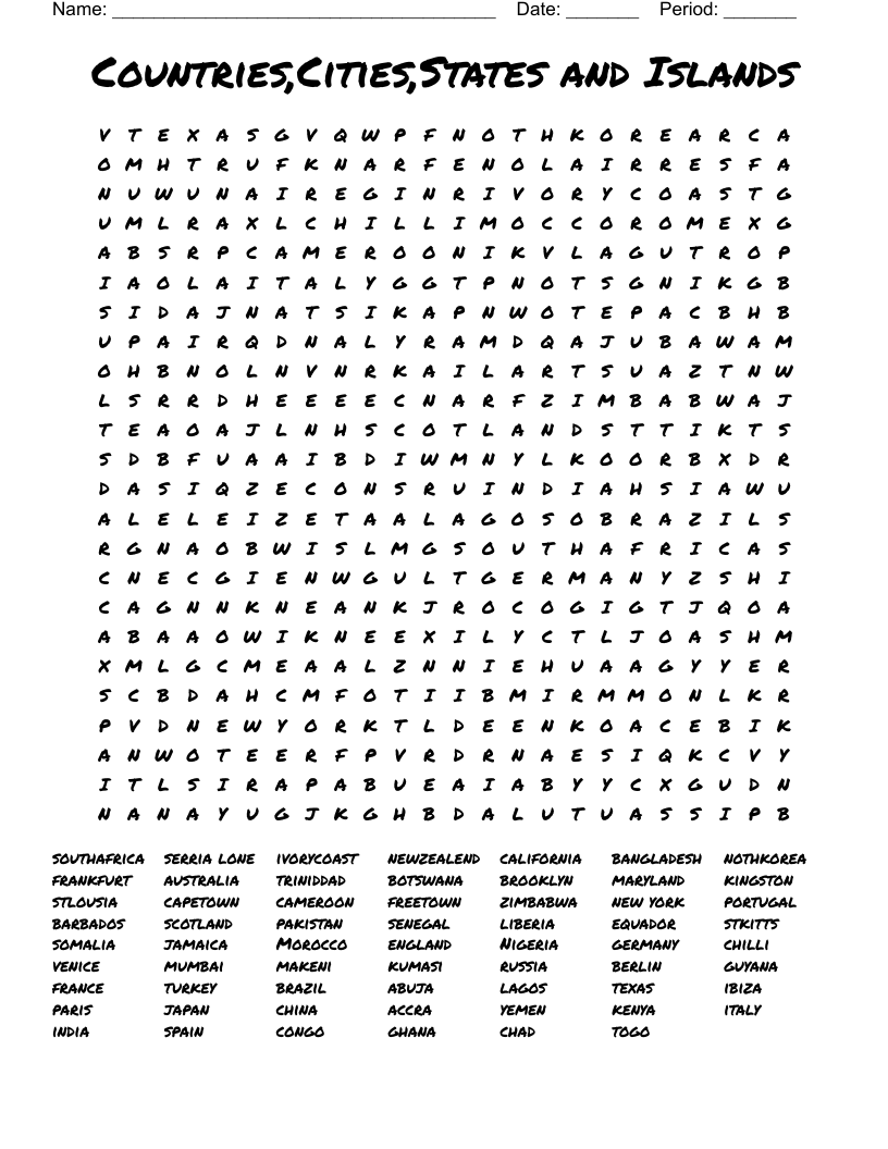 Countries Cities States And Islands Word Search WordMint Countries Cities States And Islands Word Search WordMint