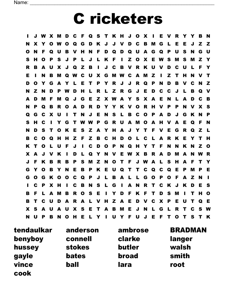 Cricket Word Search WordMint Cricket Word Search WordMint