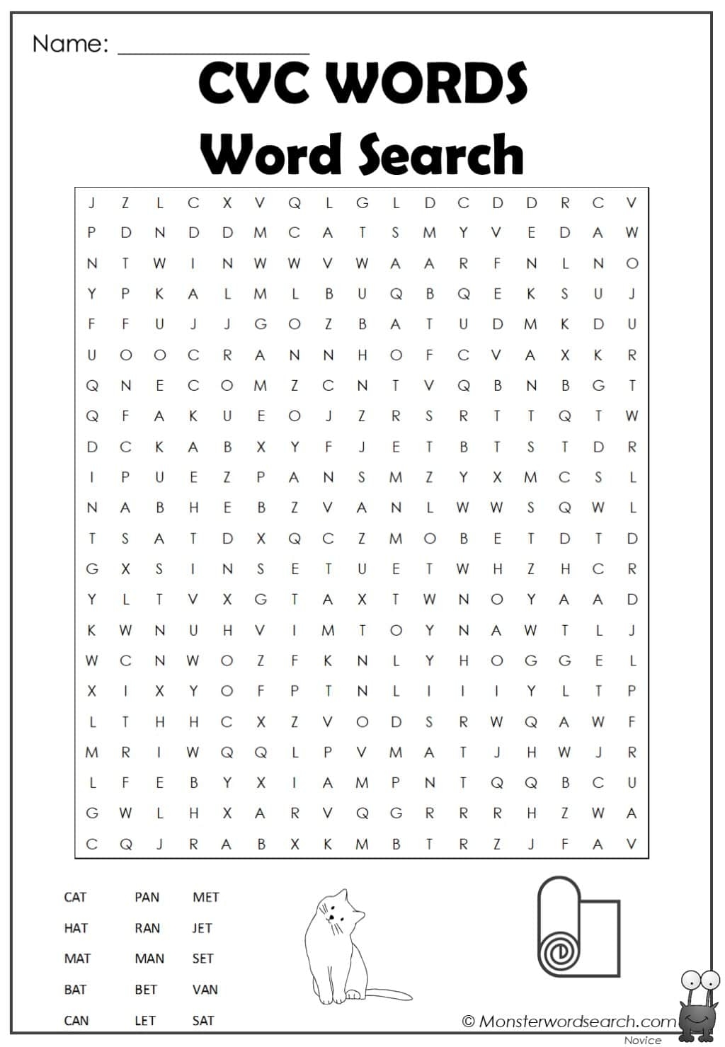 Cvc Words Word Search Monster Word Search Cvc Words Word Search Monster Word Search