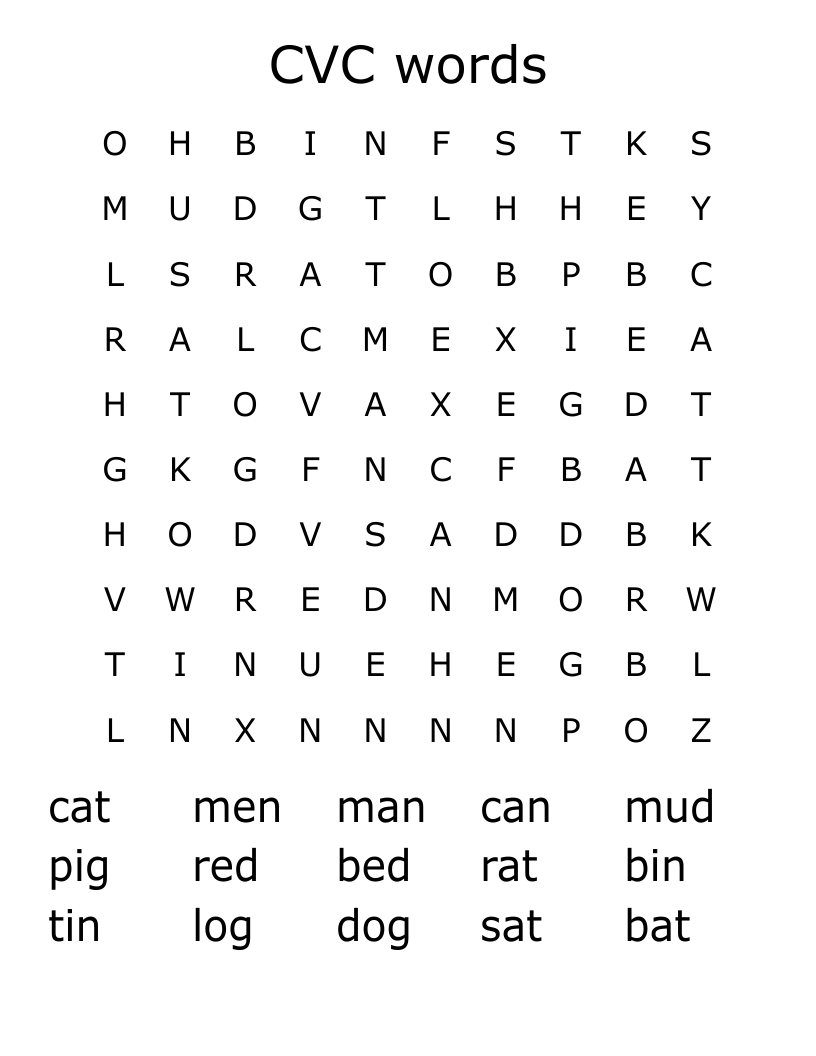 CVC Words Word Search WordMint CVC Words Word Search WordMint