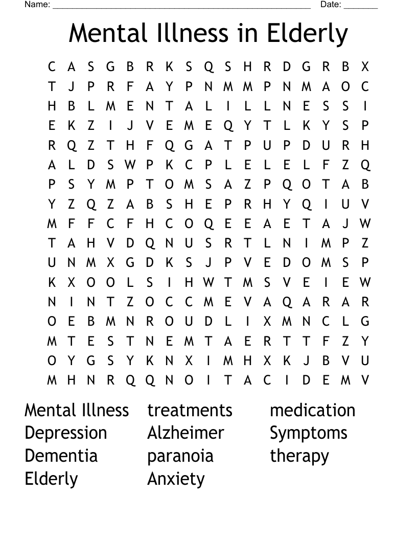 Dementia Word Search WordMint