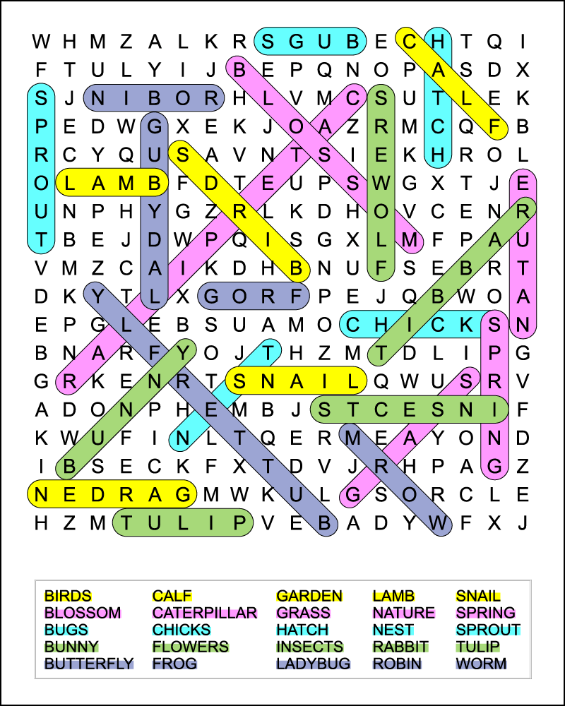Hard Spring Word Search Printable Hard Spring Word Search Printable